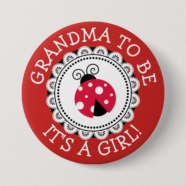"Oma to be" Red Ladybug Baby Showknopf Button (Vorderseite)
