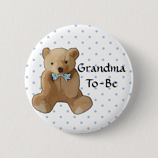 Oma to be Teddy Bear Baby Showknopf Button (Vorderseite)