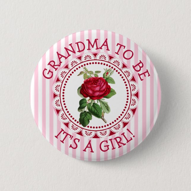 "Oma to be" Vintage Rose Kinderdusche Button (Vorderseite)