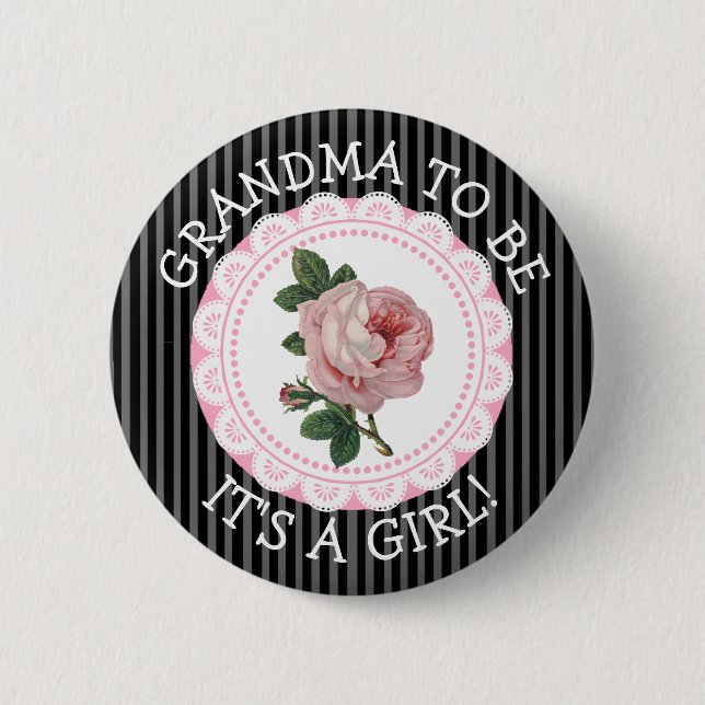 "Oma to be" Vintage Rose Kinderdusche Button (Vorderseite)