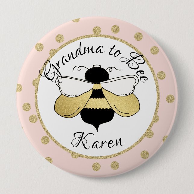 Oma to Bee Gold Confetti Button (Vorderseite)
