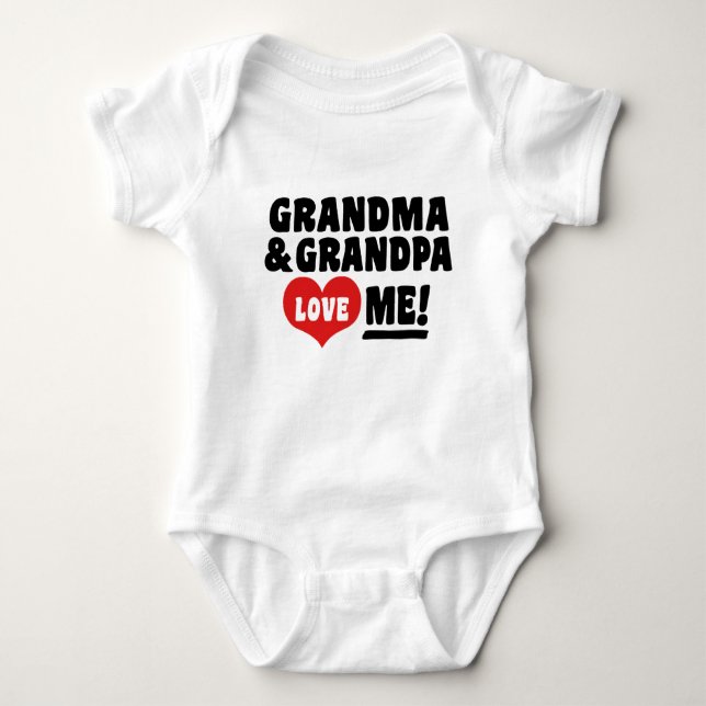 Oma und Oma Liebe ich Schnuller Baby Strampler (Vorderseite)