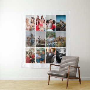 Oma und Opa 12 Foto-Erinnerungs-Collage Vorlage Wandteppich