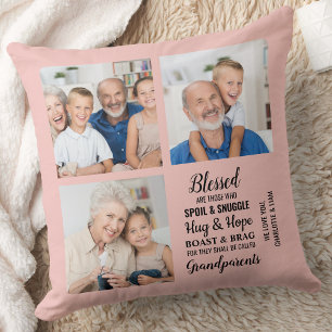 Oma und Opa Gedicht Individuell Modern 3 Foto Coll Kissen
