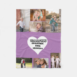 Oma und Opa herzliches violettes Collage Fleecedecke