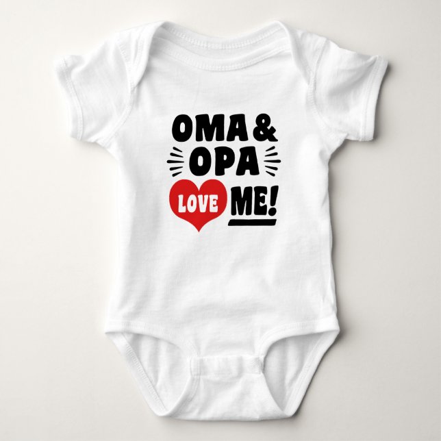 Oma und Opa Liebe ich Baby Strampler (Vorderseite)