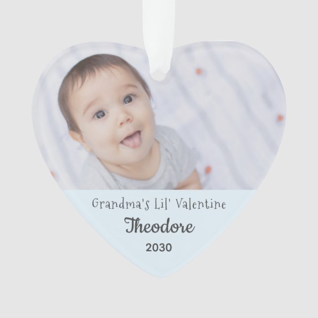 Oma Valentine Grandson Personalisierter Foto Name Ornament (Vorderseite)