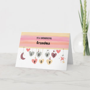 Oma Valentine Hearts Moon Stars Karte