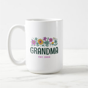 Oma Vintag Floral Groovy Blume Personalisiert Kaffeetasse