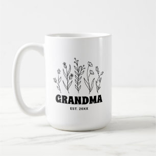 Oma Vintage-Blumen Einfache Blumen-Skizze Benutzer Kaffeetasse