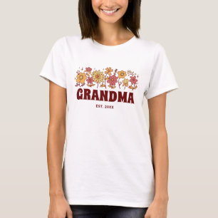Oma Vintage Blumen Groovy Blumen Custom Text T-Shirt