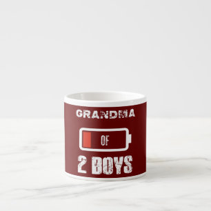 Oma von 2 zwei Jungen Niedriger Akku Muttertag Espressotasse