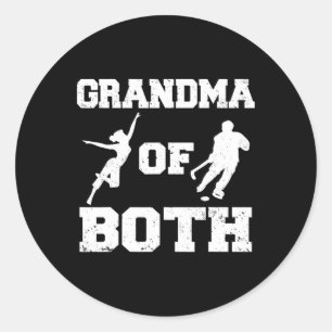 Oma von beiden Lustigen Hockey- und Tanz-Oma Runder Aufkleber