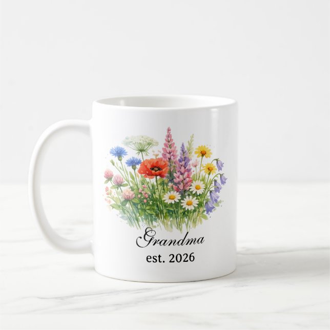 Oma-Wasserfarben-Wildblumen-Tasse  Kaffeetasse (Links)