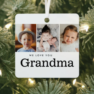Oma-Weihnachtsgeschenk 3 Fotos Enkelkinder Ornament Aus Metall