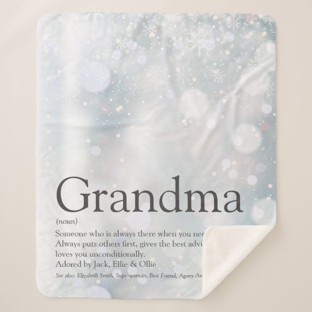 Oma Winter Holiday Snowflakes Definition Sherpadecke (Vorderseite)