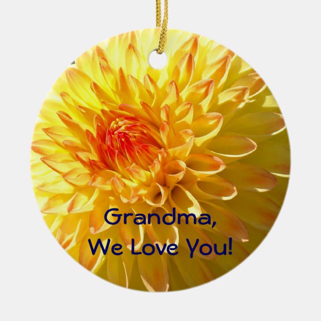 Oma Wir Liebe dich! Orange Yellow Ornament (Vorne)