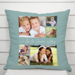 Oma Wir Liebe Sie Fotos Personalisiert Grün Kissen<br><div class="desc">Feiern Sie Oma mit diesem individuellen Foto-Collage-Sake-Kissen mit stilvollem, weißem Skript und Typografie vor einem hellgrünen Hintergrund. Sie können mit sechs Fotos von Enkelkindern, Familienmitgliedern, Haustieren usw. personalisieren und den Ausdruck "I Liebe You" oder "We Liebe You" personalisieren, und ob sie als "Oma", "Nana", "Mommom" usw. bezeichnet wird. Sie können...</div>