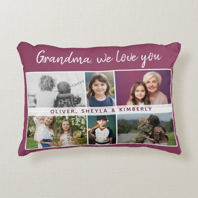 Oma, wir Liebe Sie Großkinder 6 FotoCollage Dekokissen (Vorderseite)