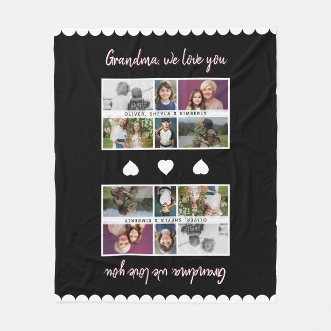 Oma, wir Liebe Sie Großkinder 6 FotoCollage Fleecedecke (Vorderseite)