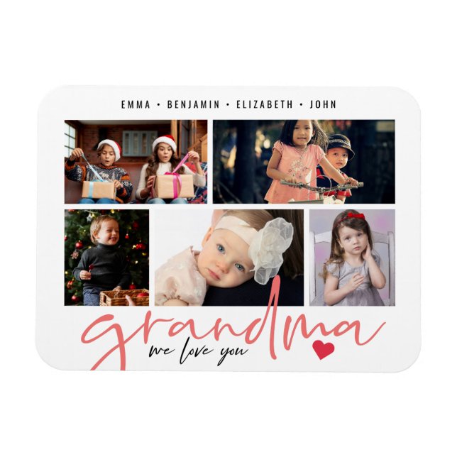 Oma wir Liebe Sie Moderne FotoCollage Magnet (Horizontal)