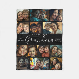 Oma Wir Liebe Sie | Moderne Herz-FotoCollage Fleecedecke