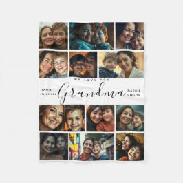 Oma Wir Liebe Sie | Moderne Herz-FotoCollage Fleecedecke
