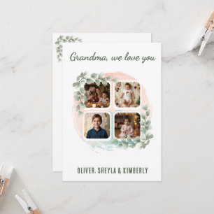 Oma wir lieben dich 6 Foto-Collage Eukalyptus Karte