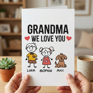 Oma wir lieben dich Kinder Illustration Familienli Karte