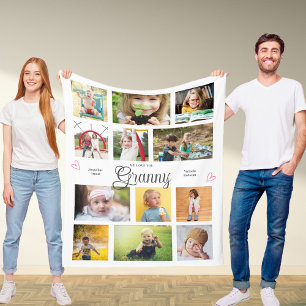Oma wir lieben dich Personalisierte Herzen Modern Fleecedecke