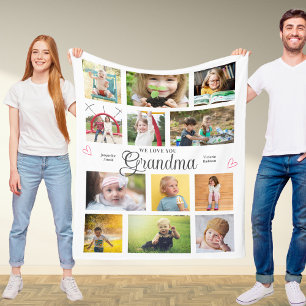 Oma wir lieben dich Personalisierte Herzen Modern Fleecedecke