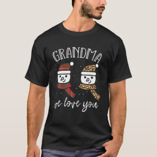 Oma wir lieben dich Weihnachts Schneemann Kariert T-Shirt