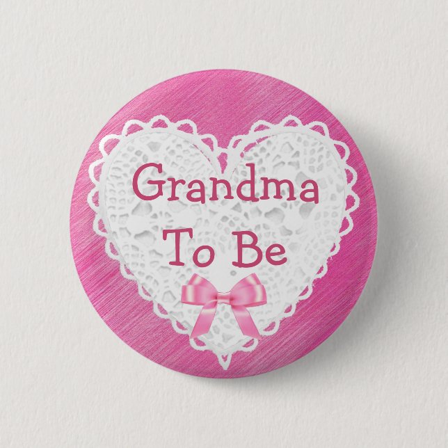Oma wird Floral Shabby Baby Shower Button (Vorderseite)