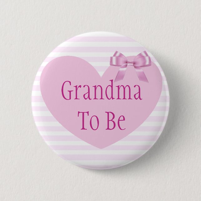 Oma wird Pink Bow Baby Showknopf Button (Vorderseite)