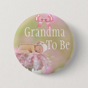 Oma wird Pink Bow Baby Showknopf Button