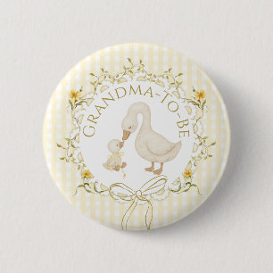 Oma wird Silly Goose Gingham Baby Shower Button