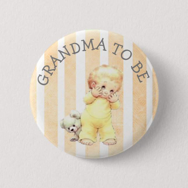 Oma wird Vintage Baby Boy Grafik Button (Vorderseite)