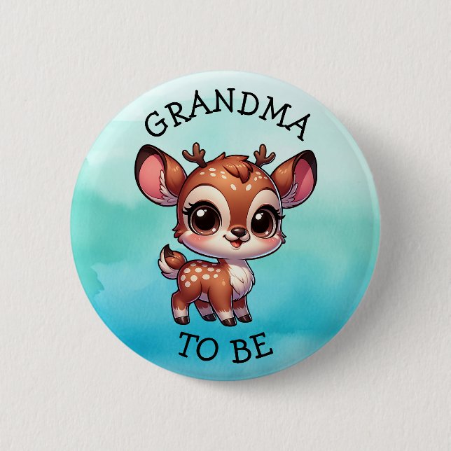 Oma | Woodland Creatures Babydusche Button (Vorderseite)