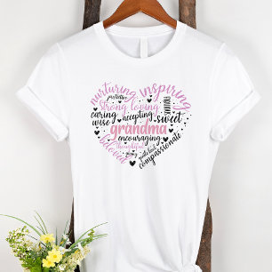 Oma Word Cloud Pink Heart T-Shirt