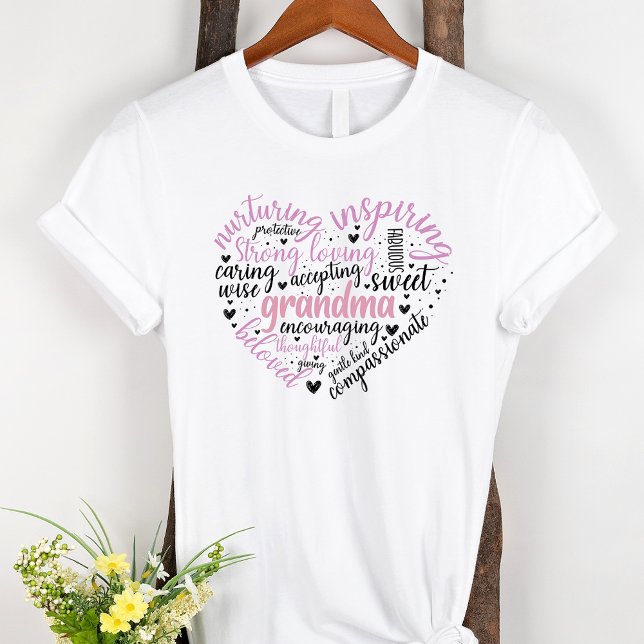 Oma Word Cloud Pink Heart T-Shirt (Von Creator hochgeladen)