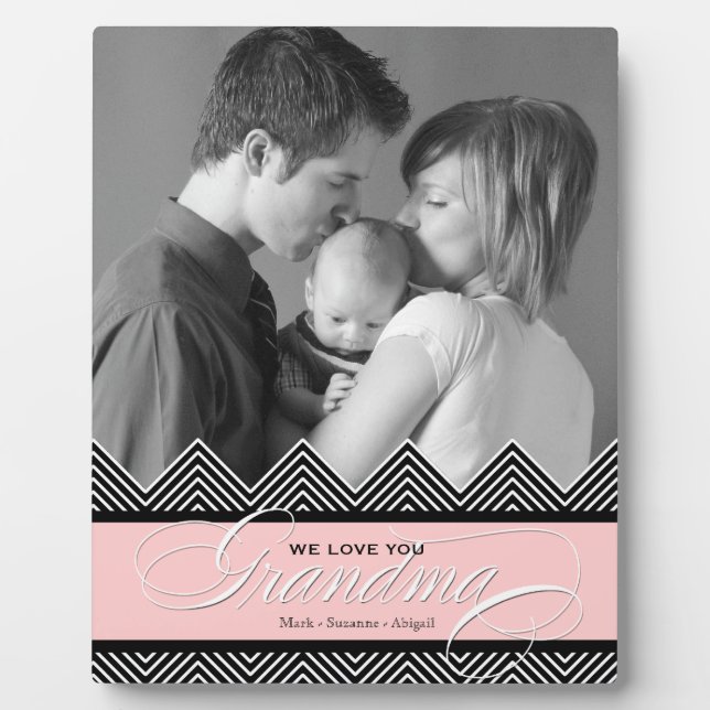 Oma Zig Zag Zickzack Modernes Personalisiertes Fot Fotoplatte (Vorderseite)