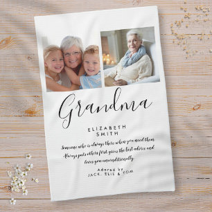 Oma Zitat Elegantes Schriftfoto Geschirrtuch