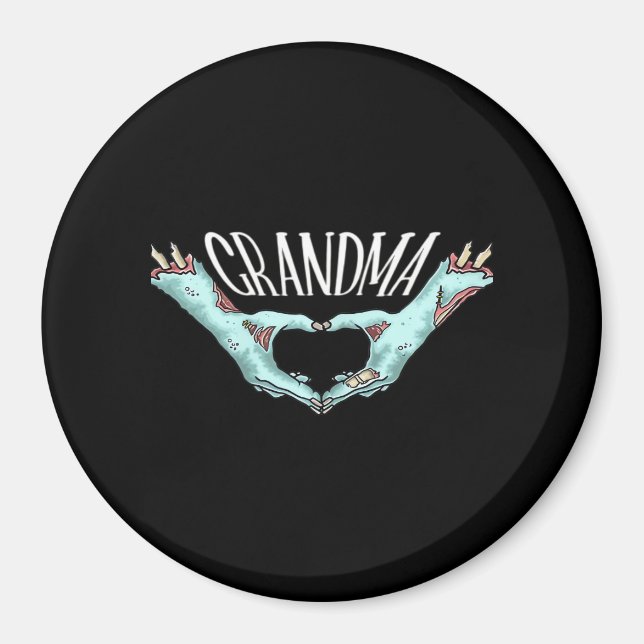 Oma Zombie Hand Herz Halloween Kostümfamilie Magnet (Vorne)