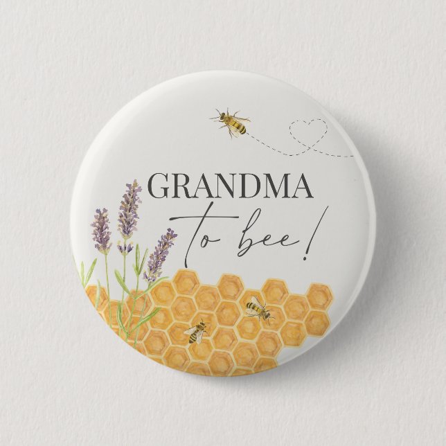 Oma zu Biene, Honigbiene für Babydusche Button (Vorderseite)