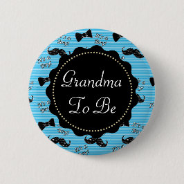 Oma zu Blue Mustache Bowtie Baby Shower Button