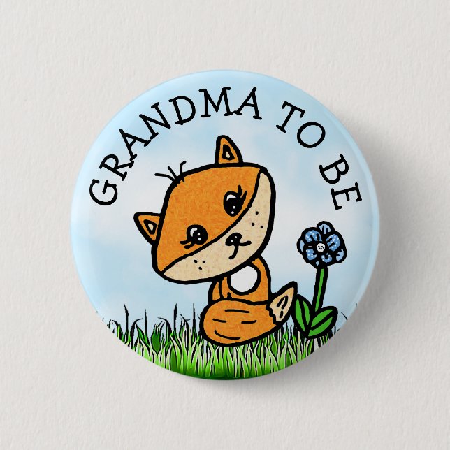 Oma zu Little Fox Baby Dusche Button (Vorderseite)