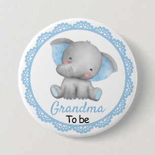 Oma zu New Granny Baby Boy Shower Elephant Button