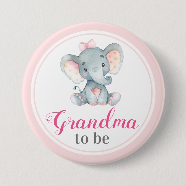Oma zu New Granny Baby Girl Duwer Elefant Button (Vorderseite)