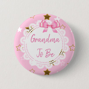 Oma zu Rosa und Gold Stars Button
