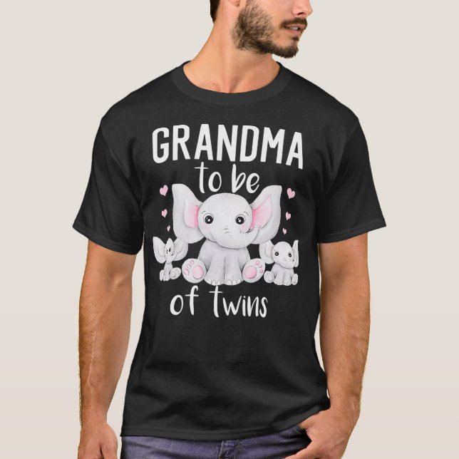 Oma zu sein von zweit Elephant Baby Dusche Zwillin T-Shirt (Vorderseite)